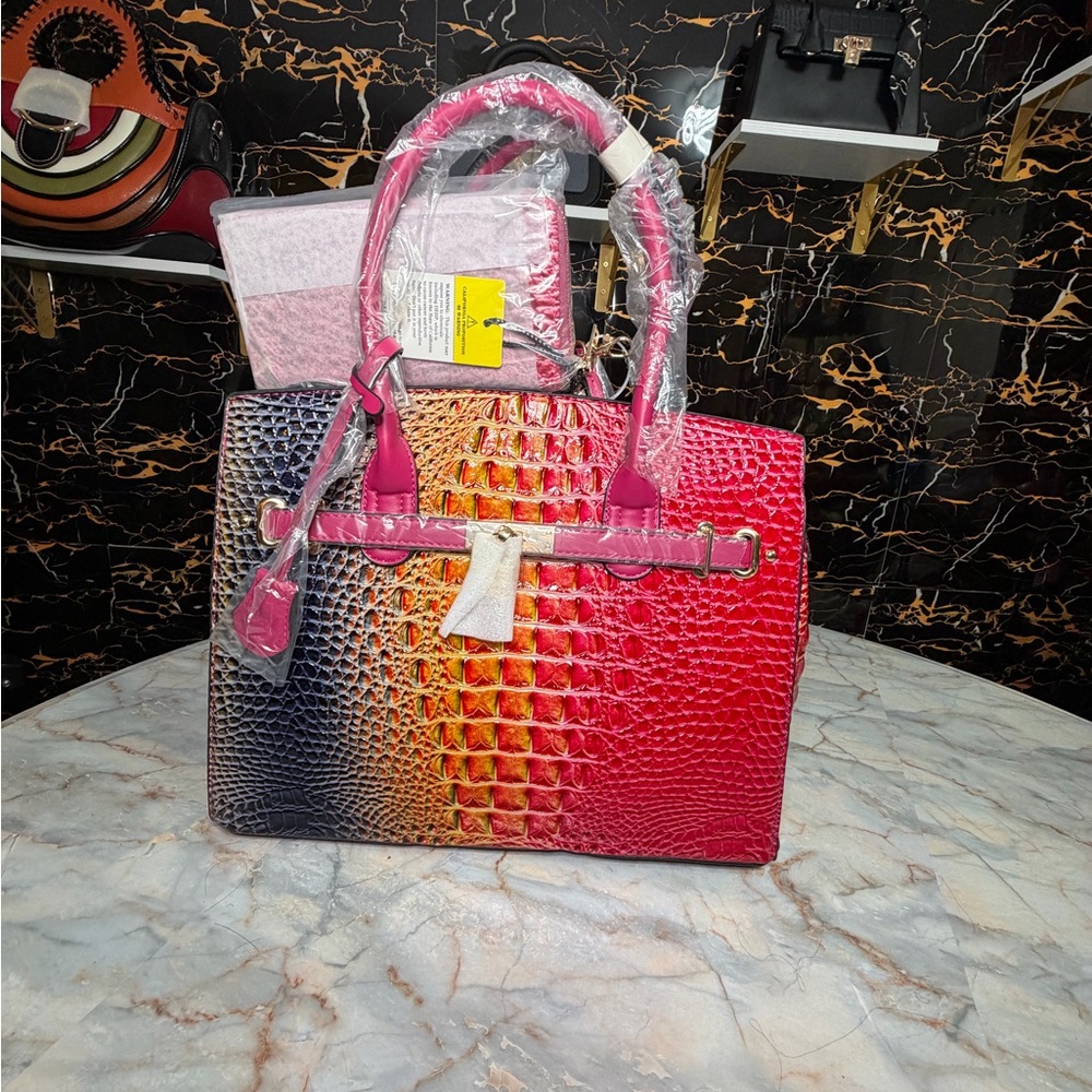 Multicolor Crocodile Pattern Women's Handbag